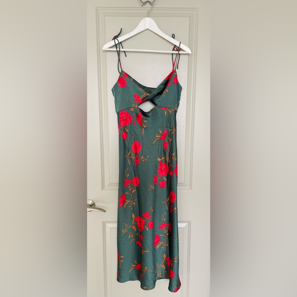 Hello Molly Teal and Red Floral Midi Dress - Picture 3 of 9